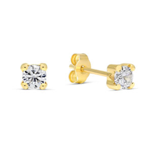 14k keltakultaiset zirkonikorvakorut 3,4 mm