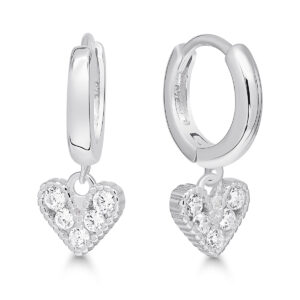 Hopeiset roikkuvat sydänkorvakorut zirkoneilla, 925 sterling-hopeaa