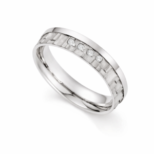 titaanikihlasormus timanteilla 6mm white style titan avantgarde