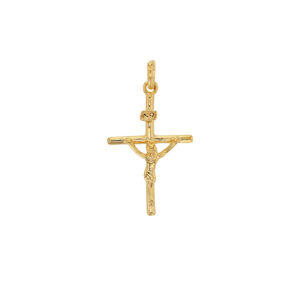 Kultapinnoitettu krusifiksiriipus Jeesus-hahmolla 18 x 30 mm
